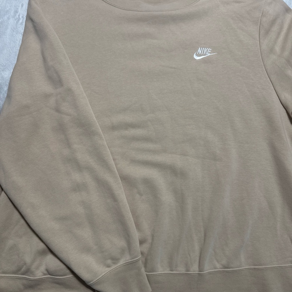 Nike Tan Crew Neck Sweater with Minimalist Design